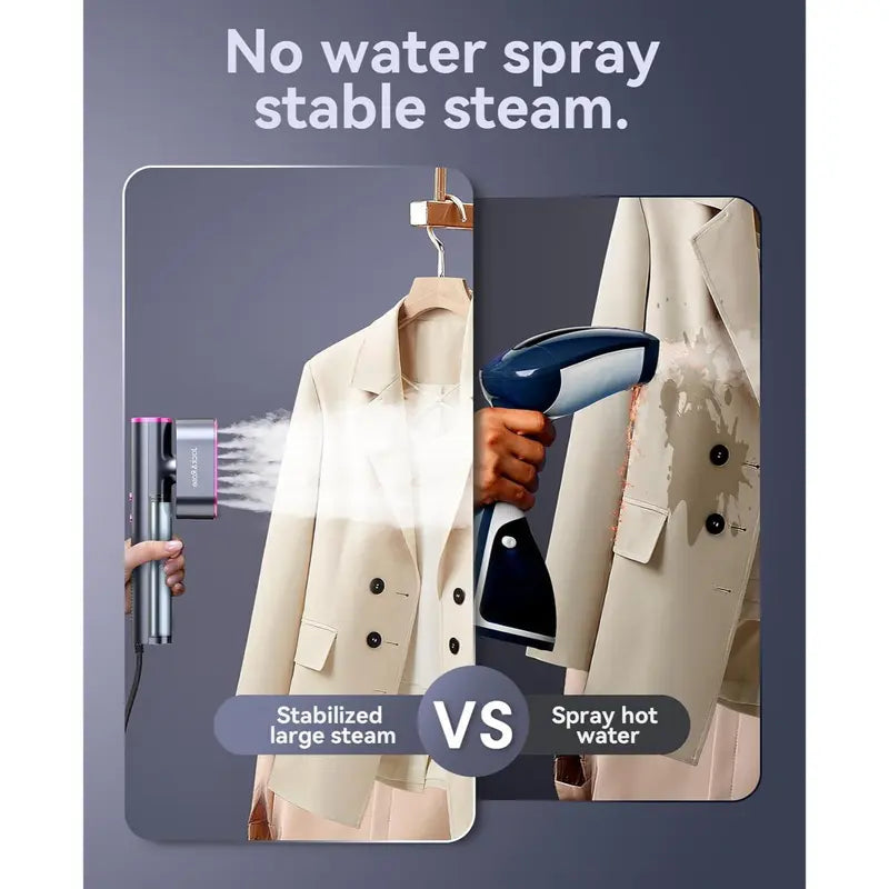 Jack & Rose 2-in-1 Handheld Garment Steamer & Iron, 15s Fast Heat, Large Steam Panel