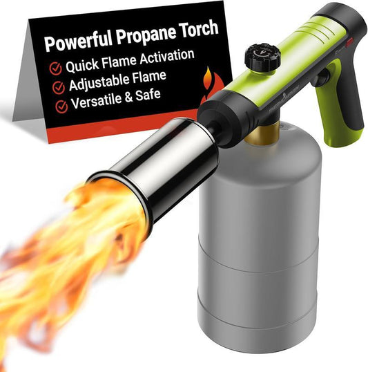 SEESE Propane Torch with One-Touch Max Fire & Safety Lock, Adjustable Flame for BBQ, Sous Vide, Searing, Fireplace & Wood