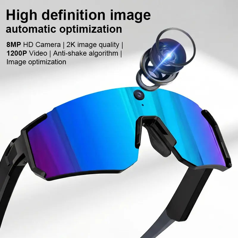 🎥 2K Smart Sports Sunglasses | Built-in Camera Bluetooth Audio & AI Assistant
