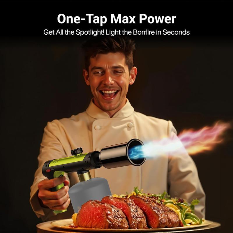 SEESE Propane Torch with One-Touch Max Fire & Safety Lock, Adjustable Flame for BBQ, Sous Vide, Searing, Fireplace & Wood