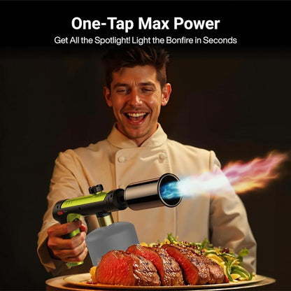 SEESE Propane Torch with One-Touch Max Fire & Safety Lock, Adjustable Flame for BBQ, Sous Vide, Searing, Fireplace & Wood