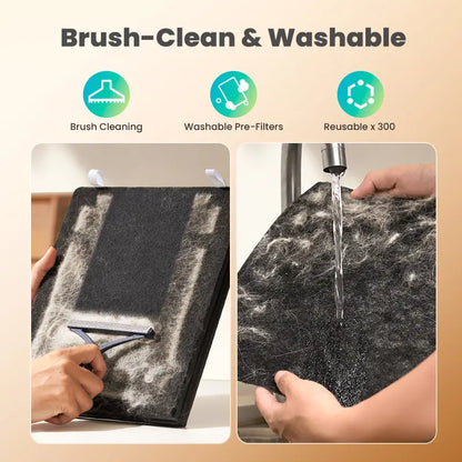 ✨Oneisall Pet Air Purifier, 3-in-1 Washable HEPA Filter, Dual-Sided with 200g Activated Carbon, Pet Lock, Allergen Relief & Odor Removal🎯